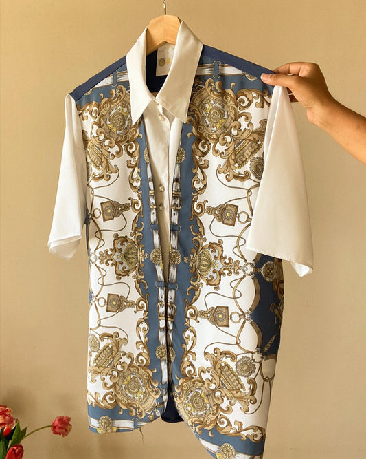 Baroque Print Layered Vintage Shirt