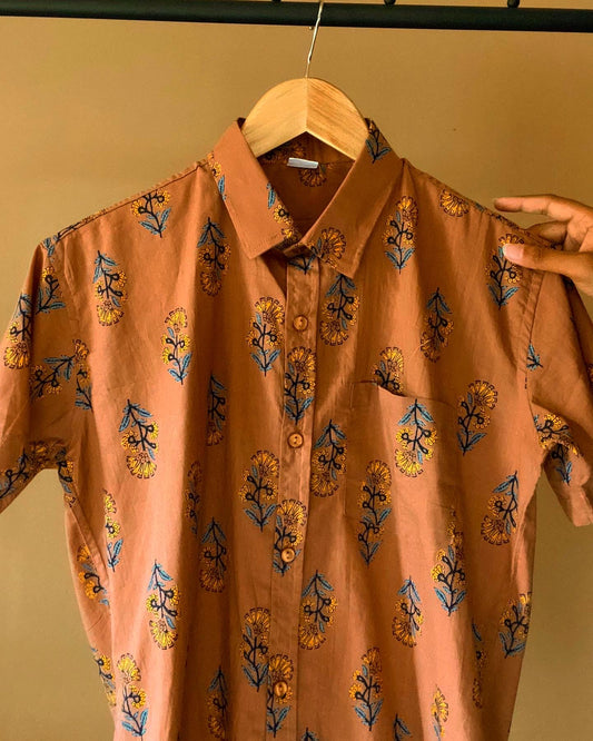 Brown Floral Shirt