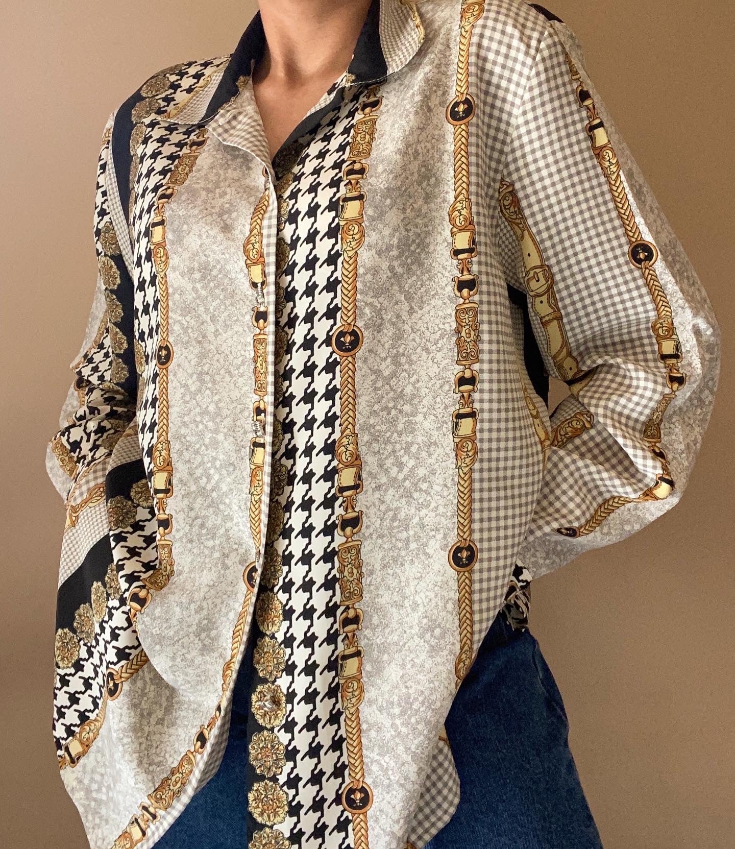 Versace Inspired Vintage Chain Print Shirt