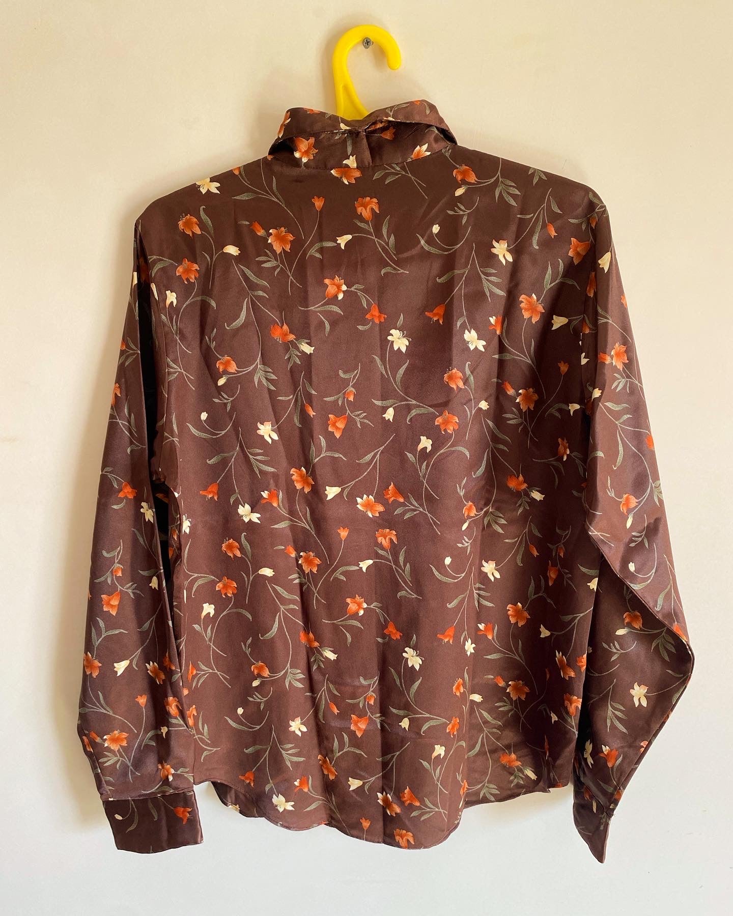 Brown Floral Satin Shirt