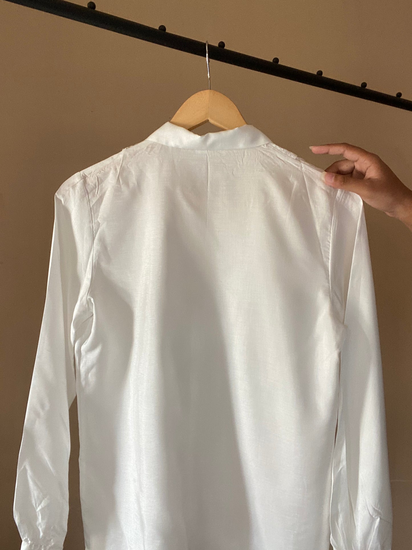 White Asymmetrical Collar Vintage Shirt