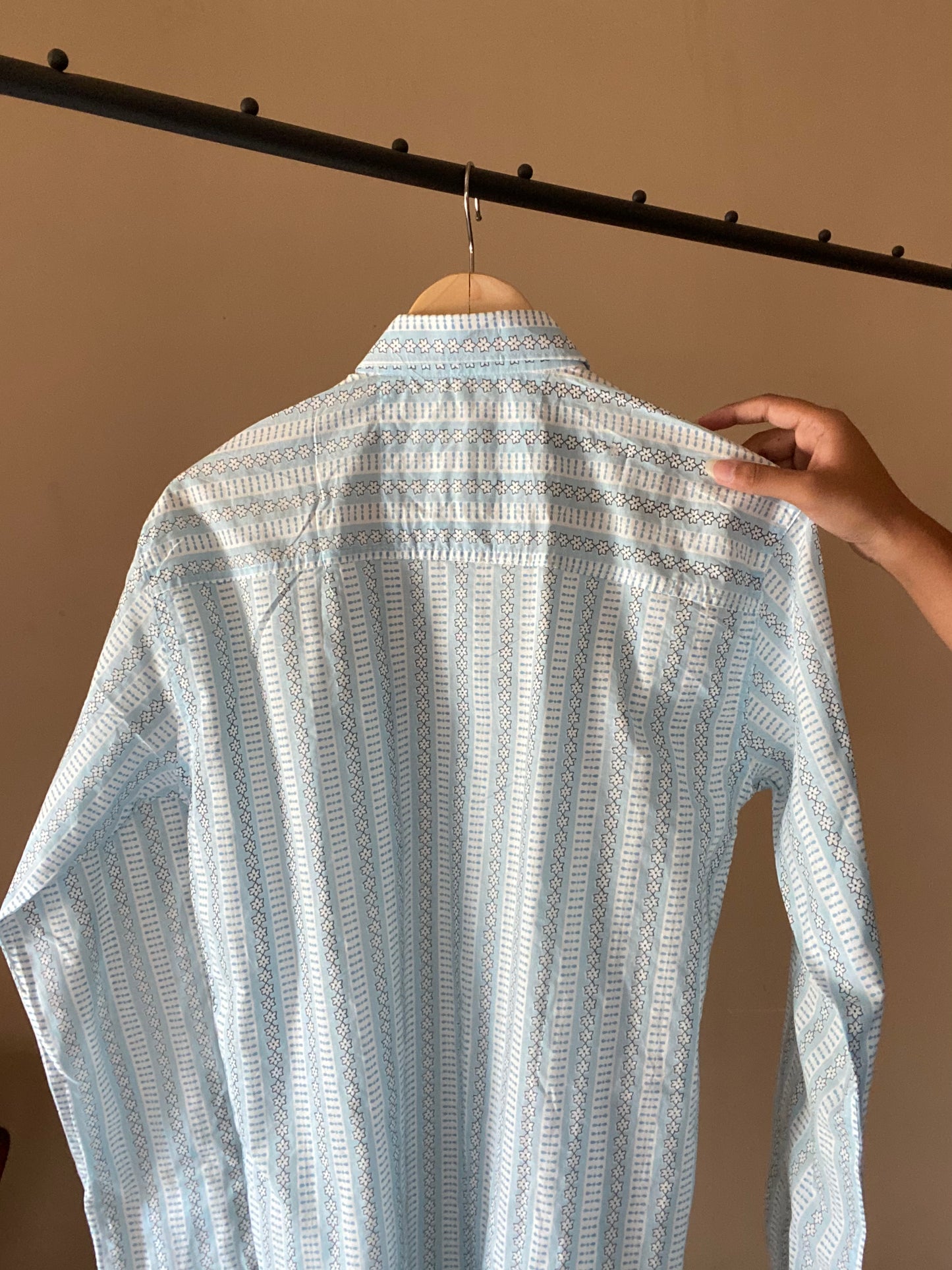 Blue Line and Floral Print Shirt