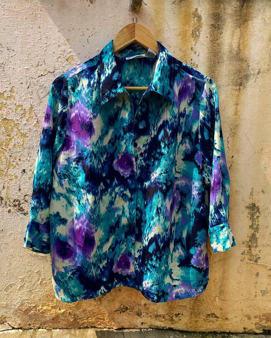 Abstract Colour Splash Print Vintage Shirt