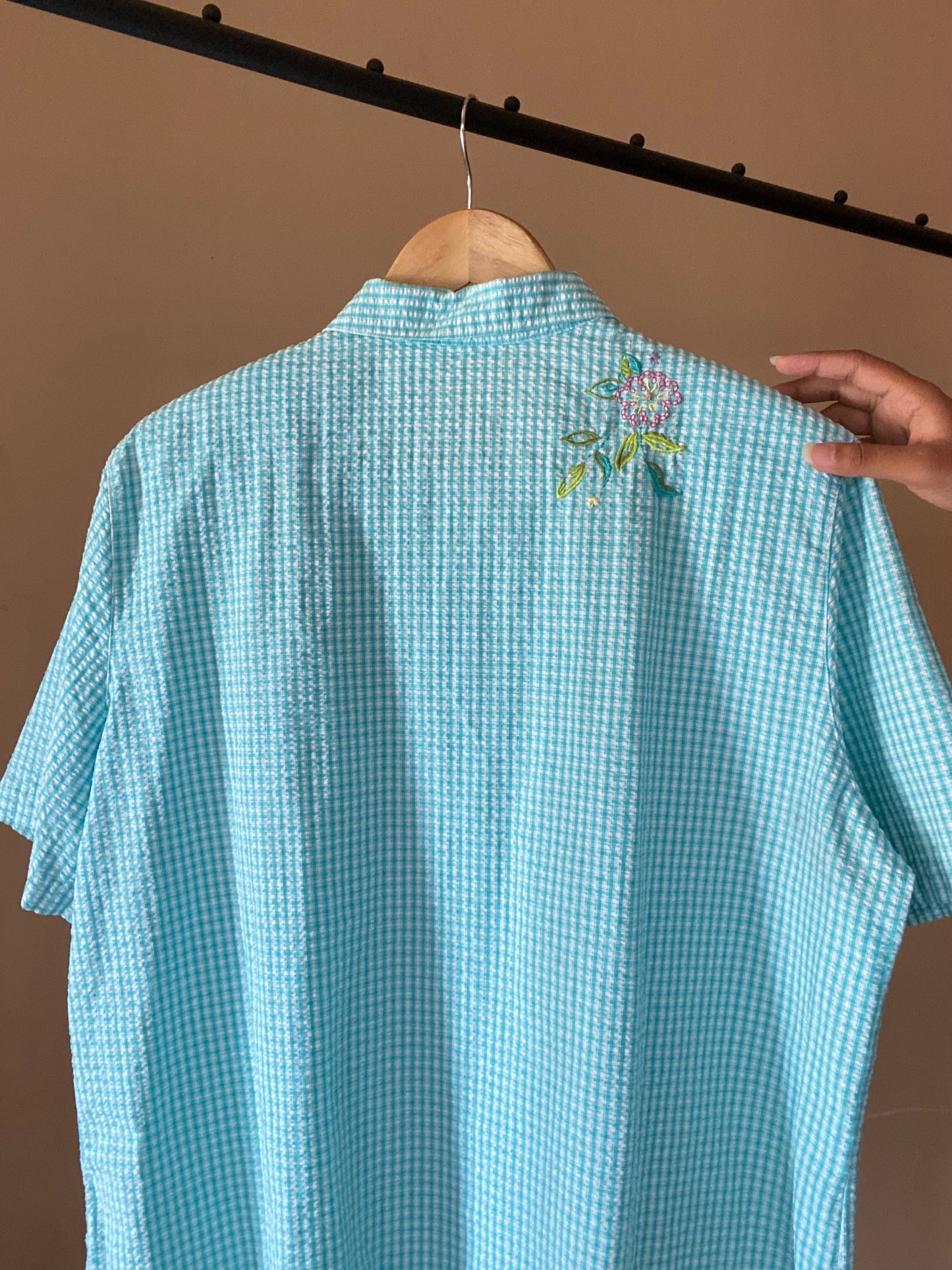 Checked Vintage Embroidery Shirt