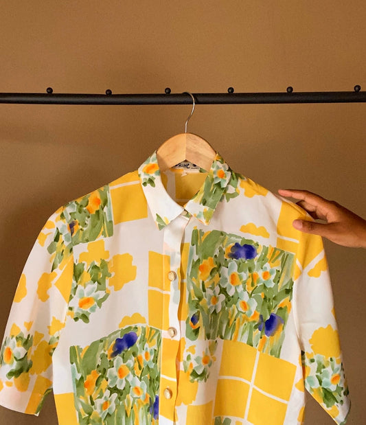 Floral Colour Blocked Vintage Shirt