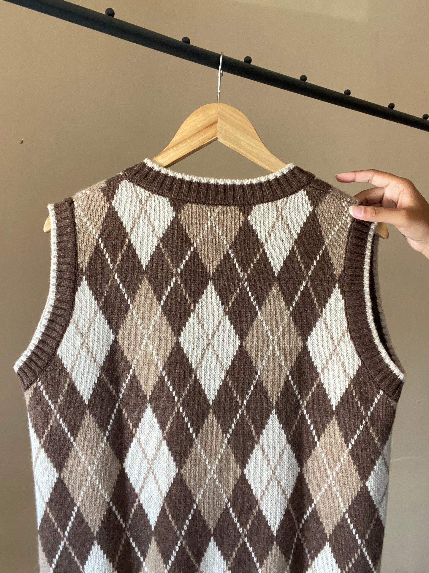 Brown Vintage Argyle Sweater Vest