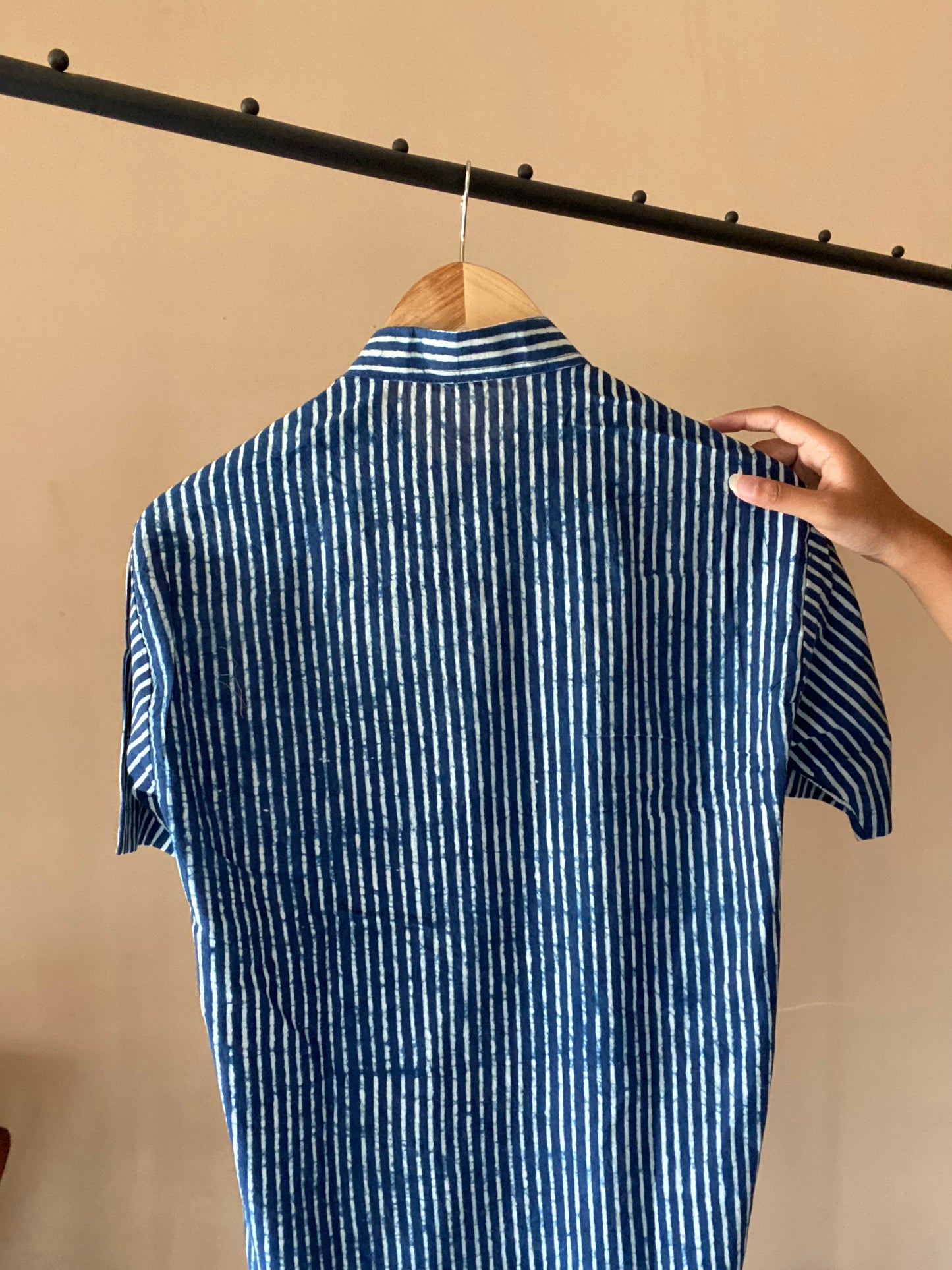 Blue Strip Handprinted Printed Shirt
