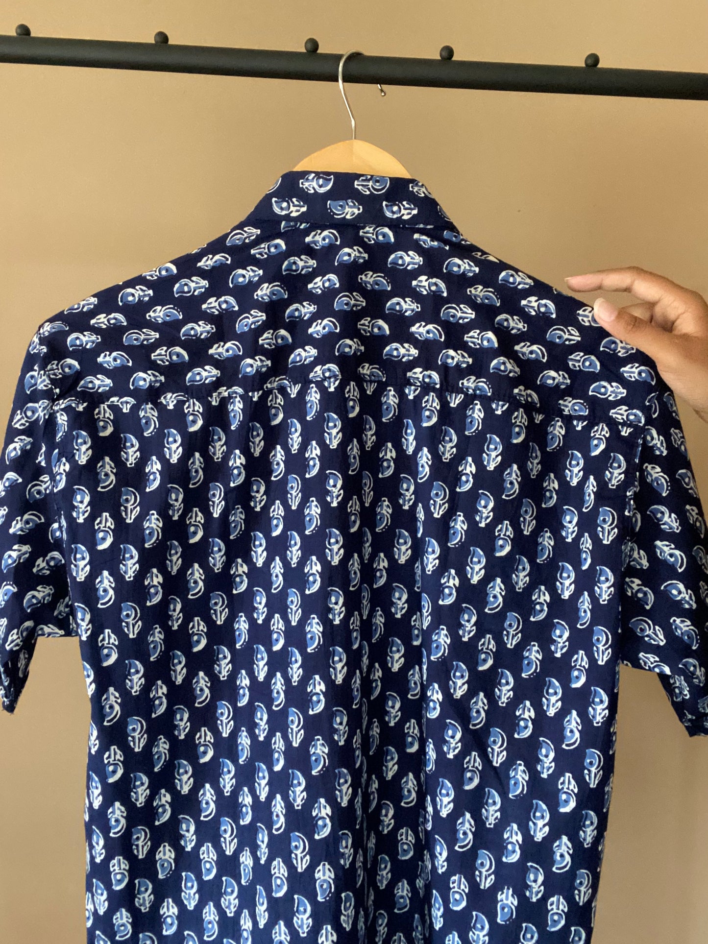 Indigo Historic Floral Motif Shirt