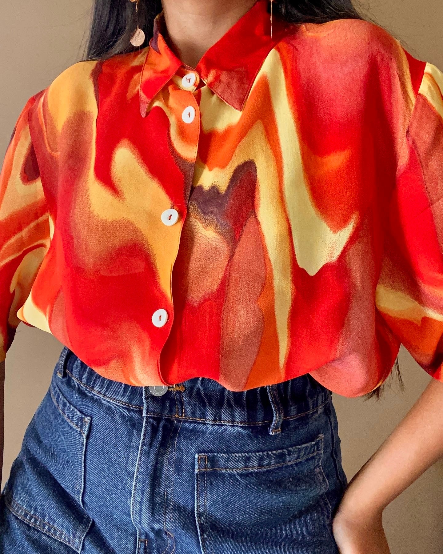 Flames Printed Vintage Shirt