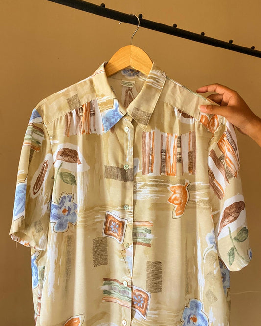 Abstract Floral Print Vintage Shirt