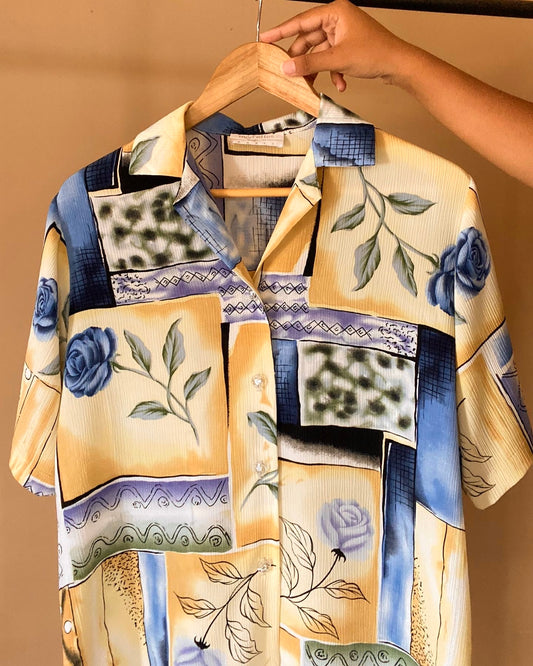 Colour Blocked Floral Vintage Shirt
