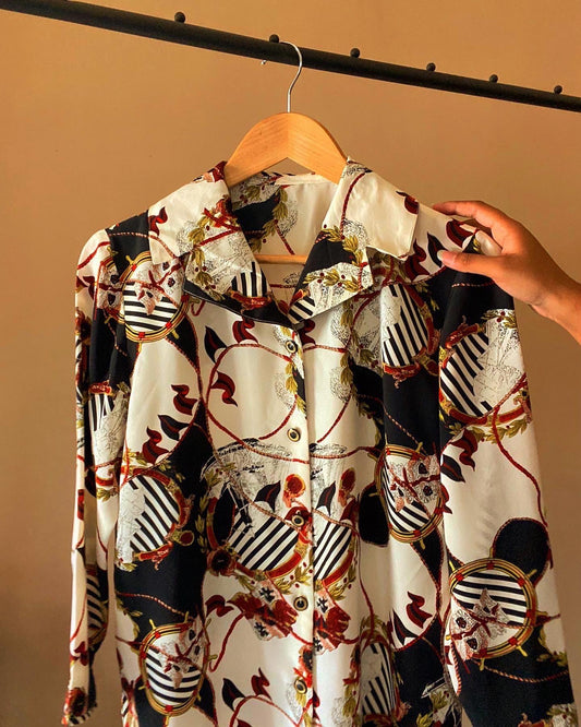 Abstract Versace Inspired Vintage Shirt ( women according to us )