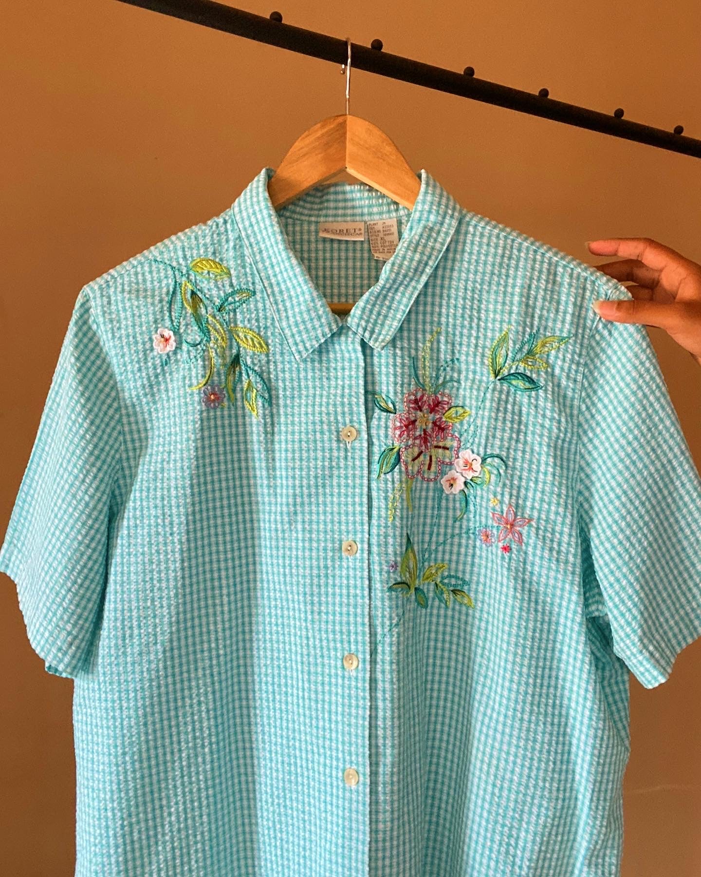 Checked Vintage Embroidery Shirt
