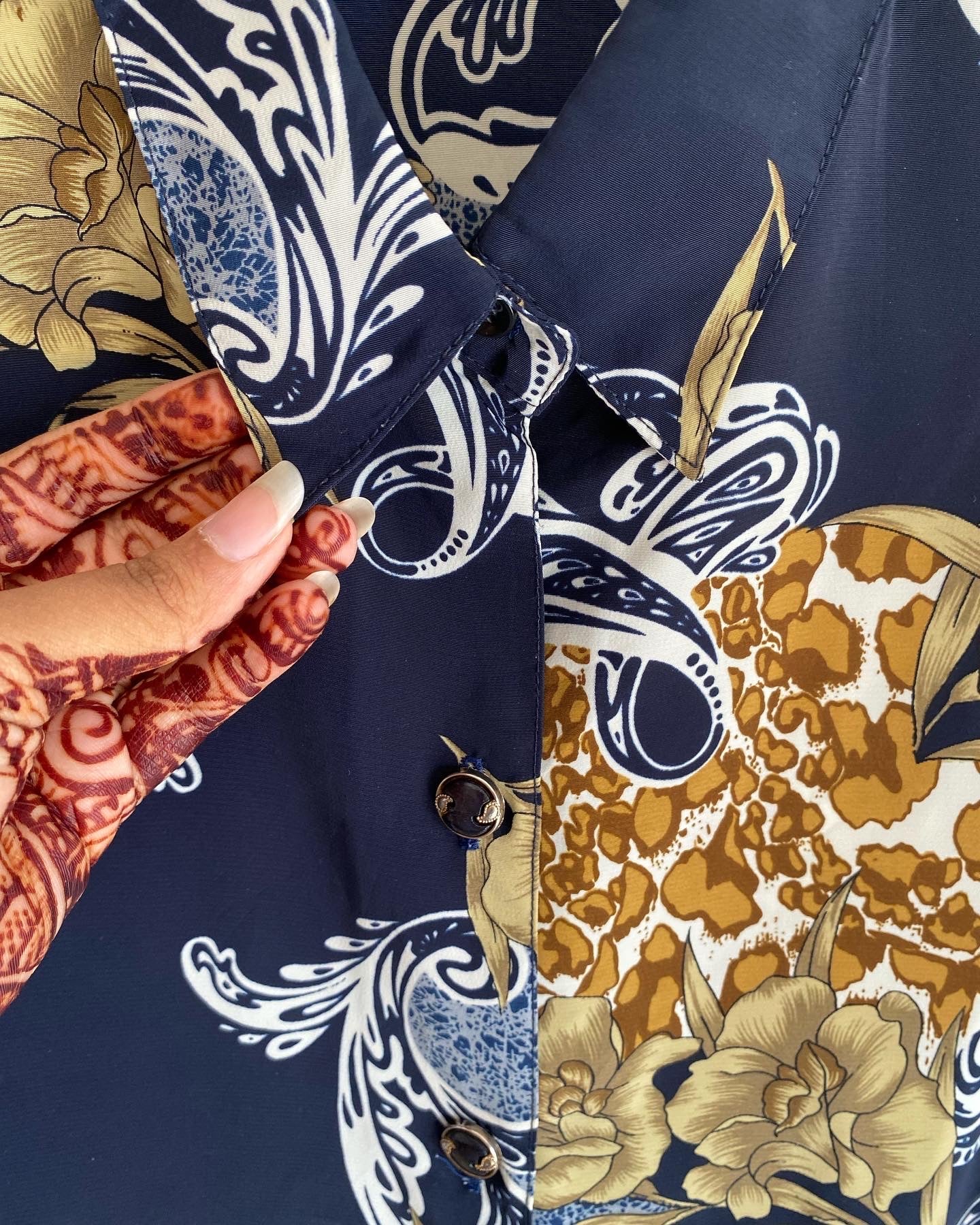Blue Vintage Shirt With Motifs