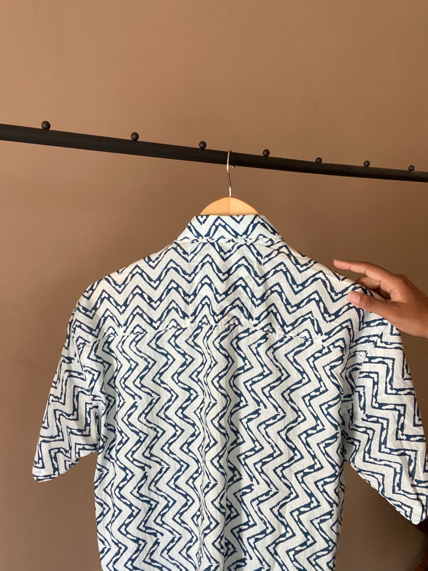 Blue Zick Zack Print Shirt