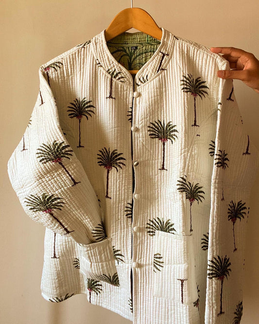 Tropical Block Print Quilted Jacket