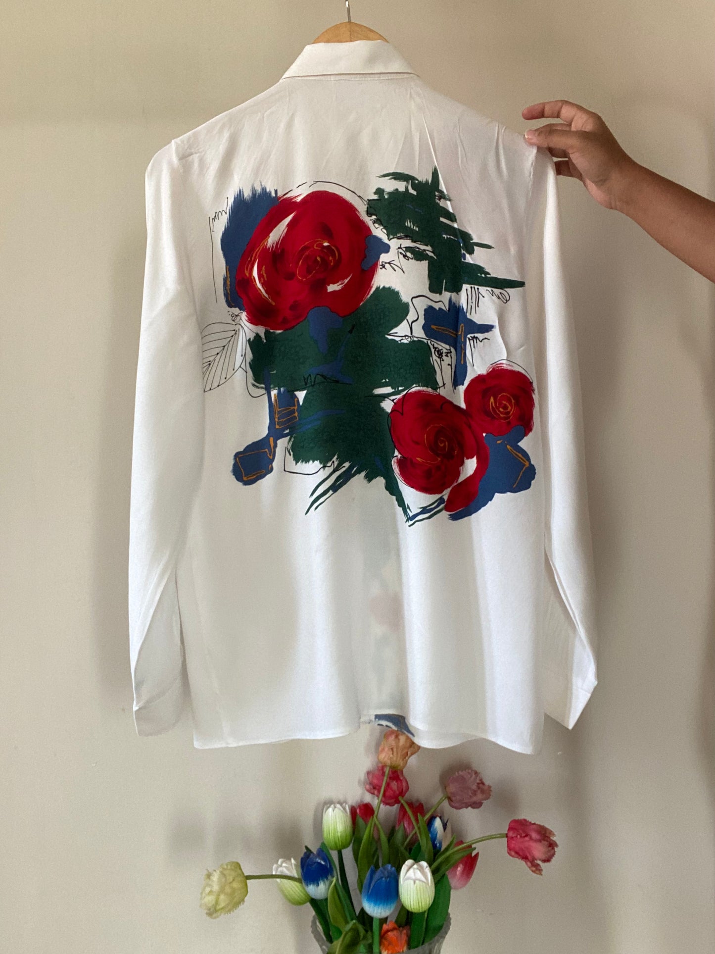 Artsy Floral Print Vintage Shirt