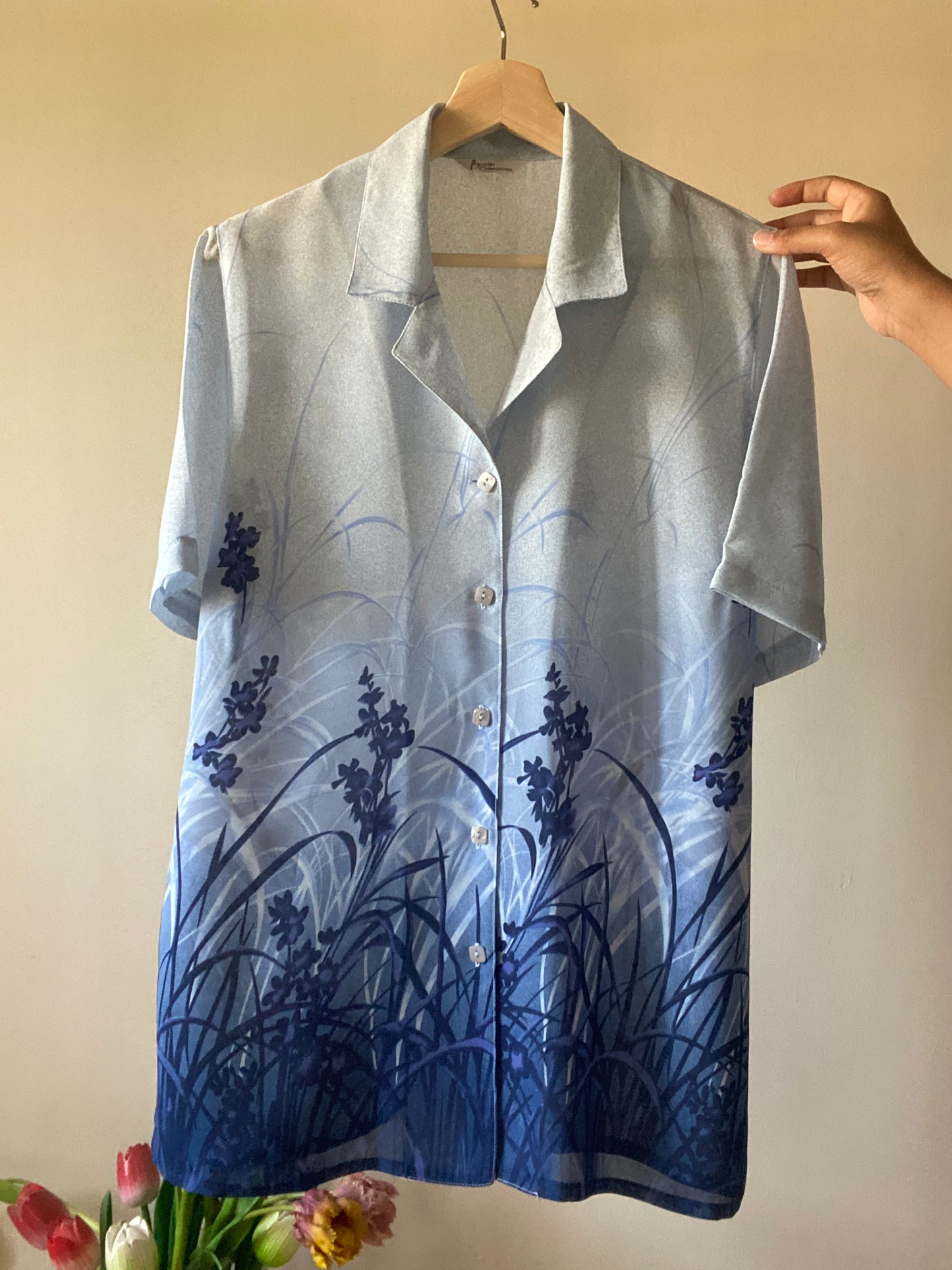 Floral Print Blue Vintage Shirt