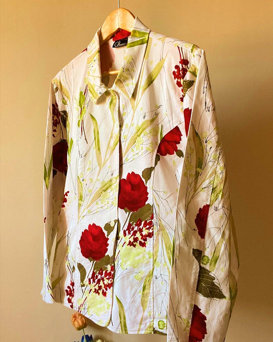 Vintage Denim Floral Print Shaket