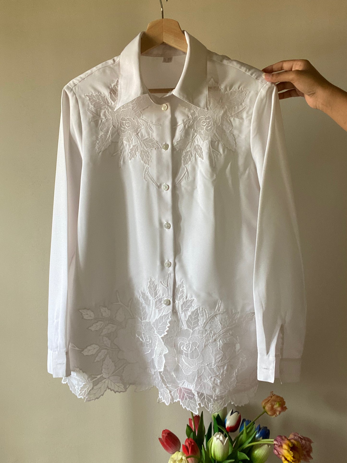 Lace Floral Detail Vintage Shirt