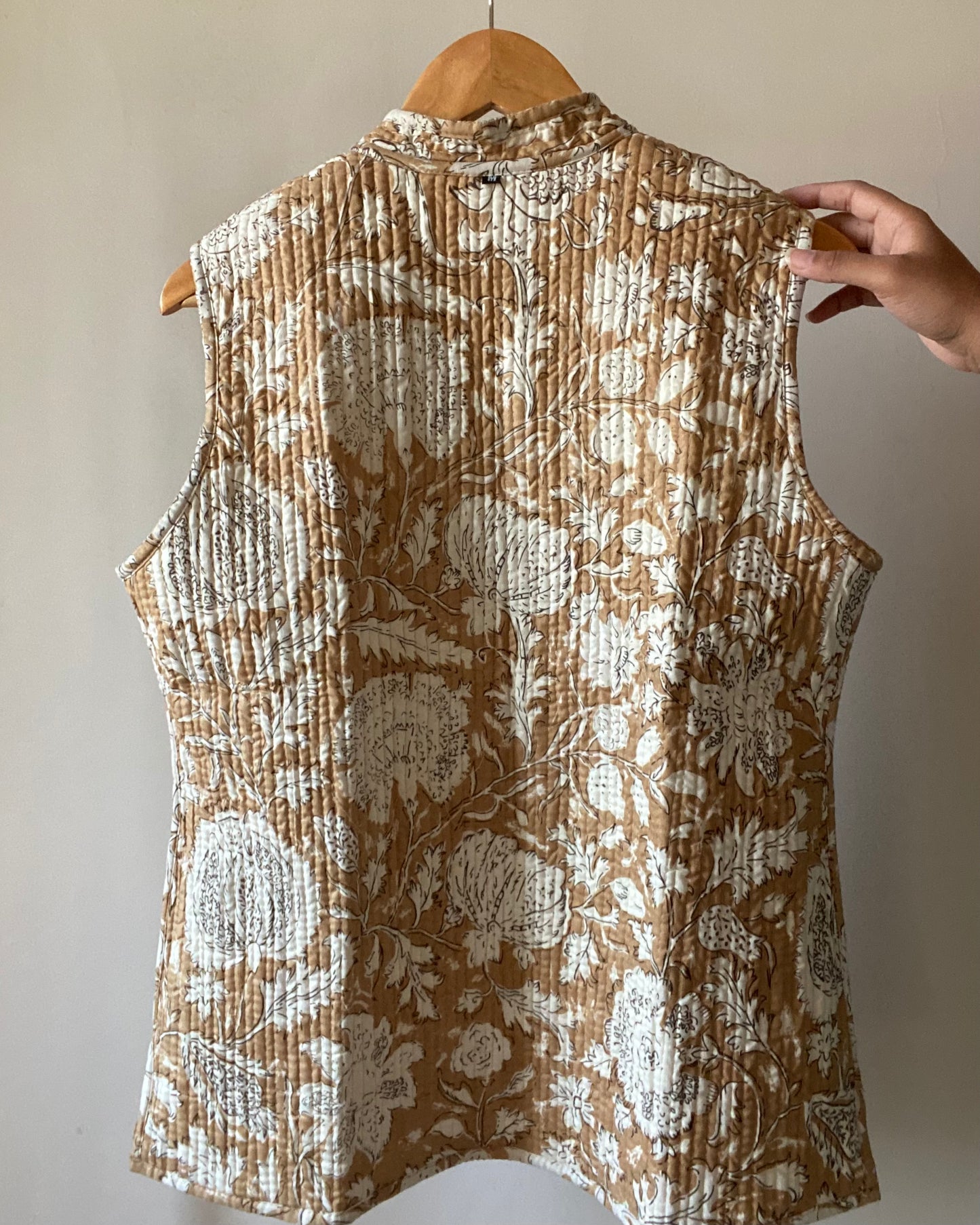 Ethnic Motif Block Print Quilted Half Jacket