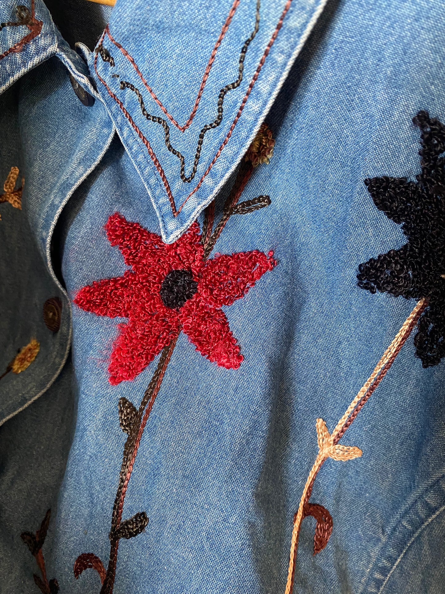 Embroidered Vintage Denim Shaket