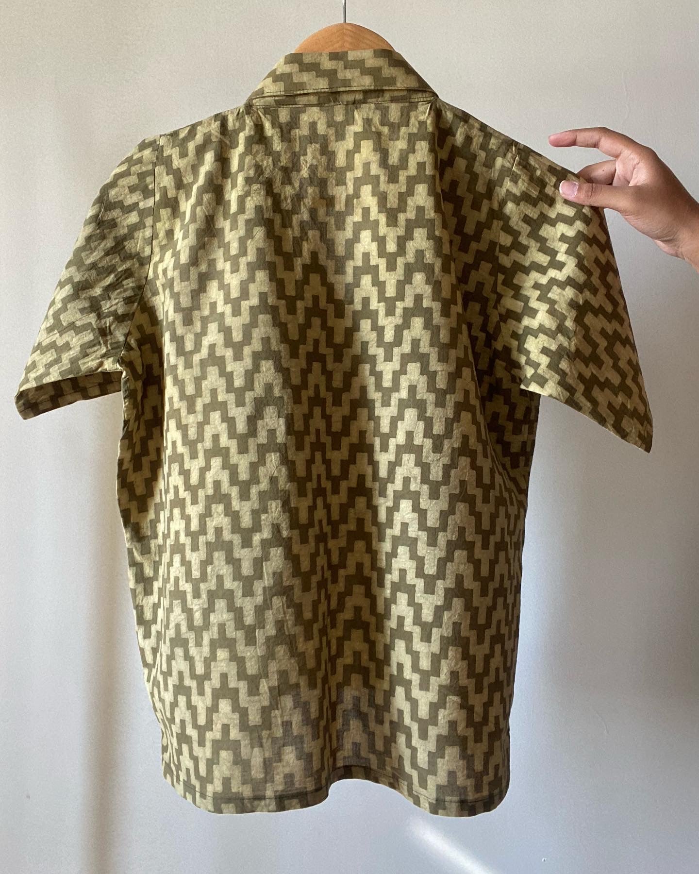 Brick Zik Zak Pattern Vegetable Hand Dyed Shirt