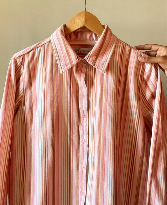 Pink Vintage Strip Corduroy Shirt