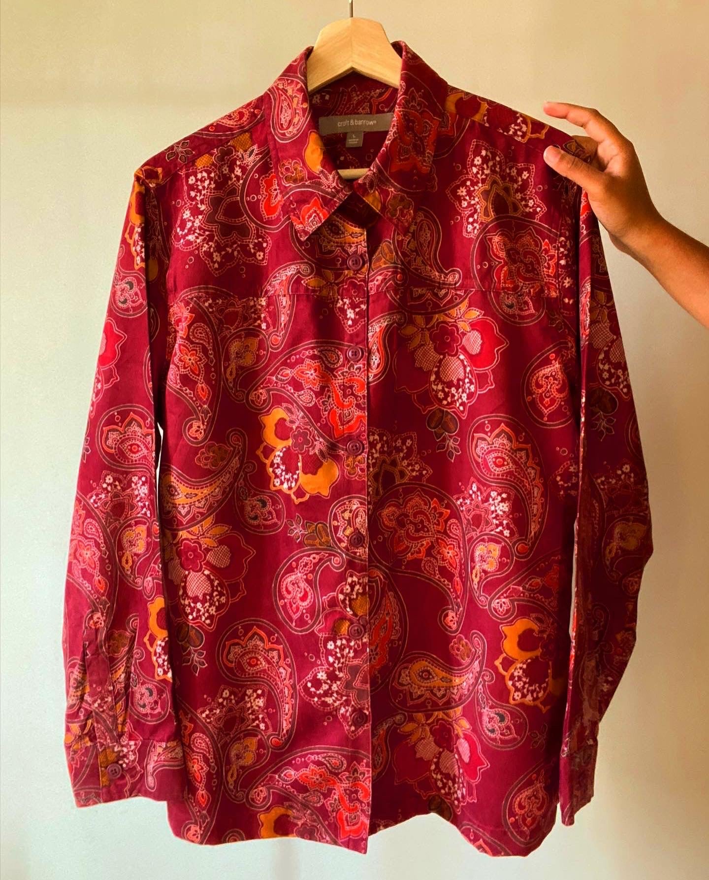 Vintage Ethnic Print Suede Shirt