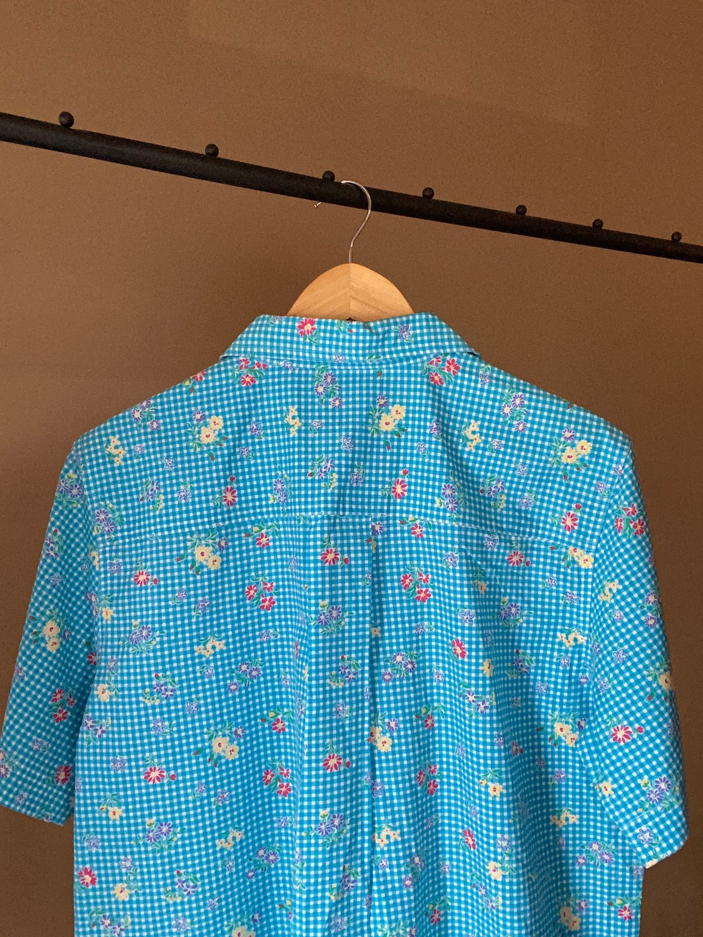 Gingham Floral Print Vintage Shirt