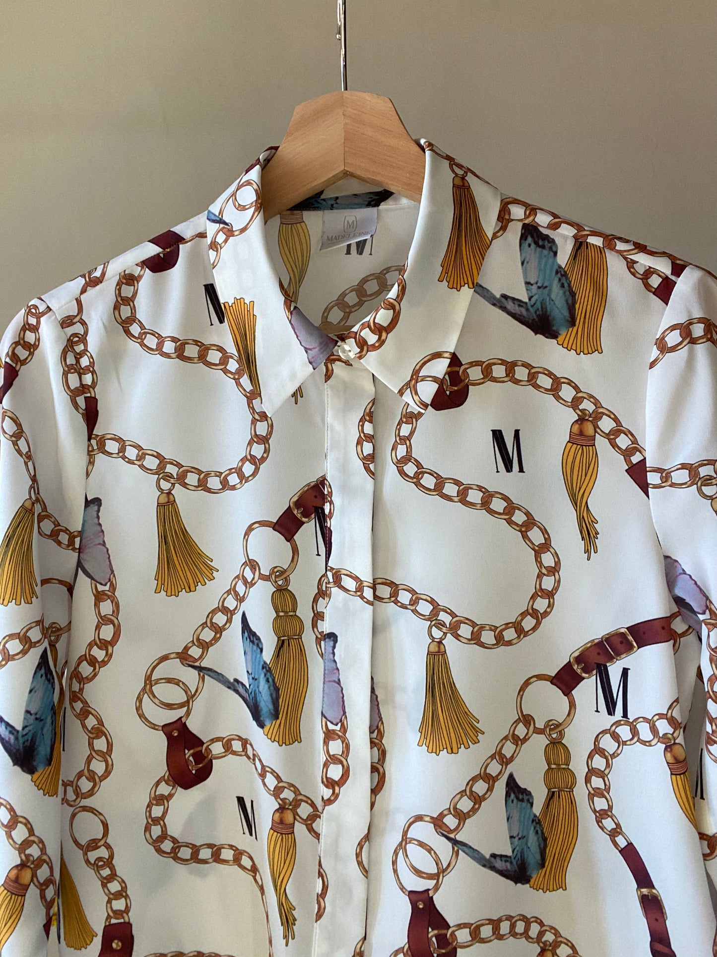 Baroque Print Vintage Shirt With M Initial