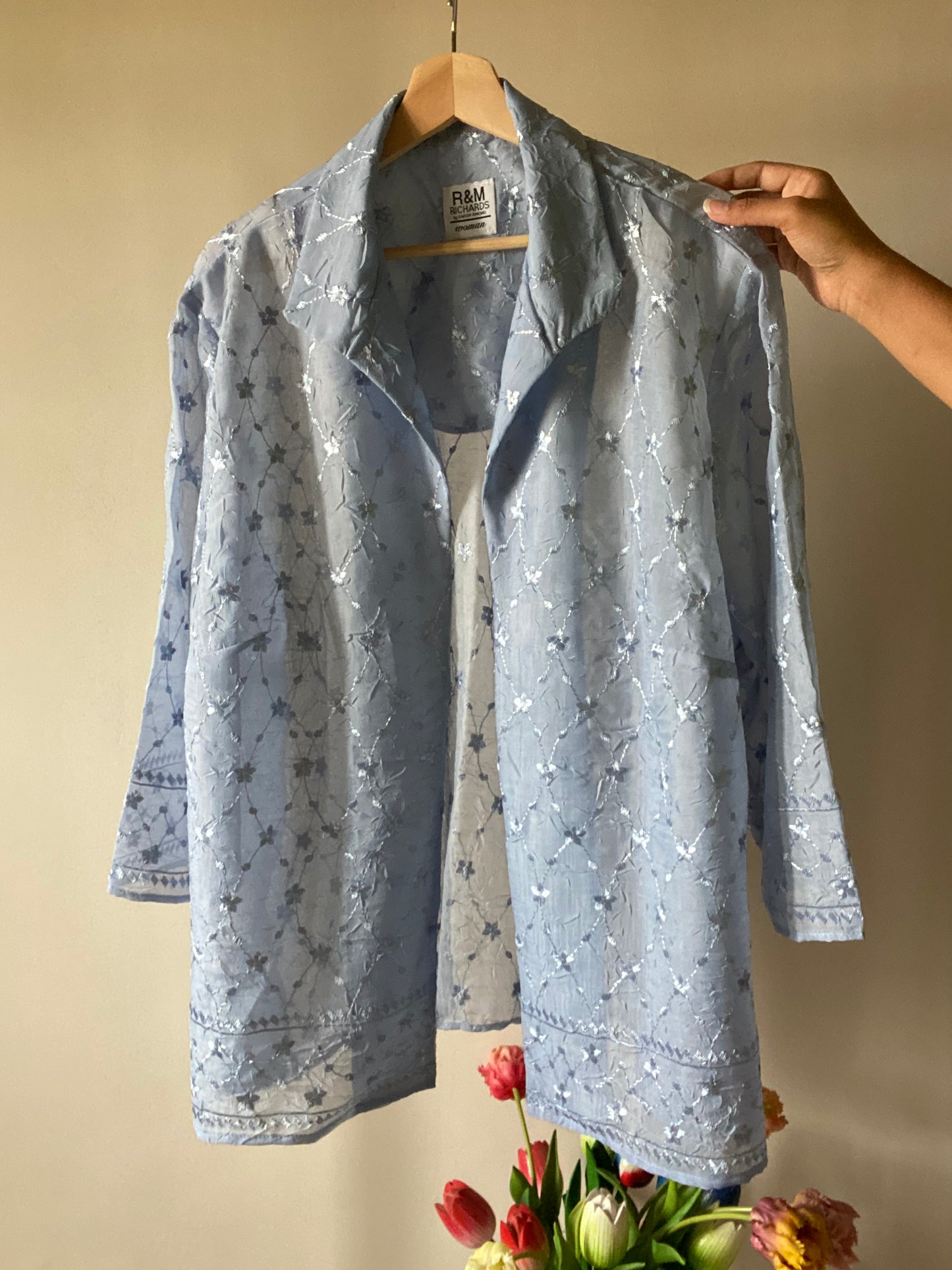 All Over Embroidered Vintage Front Open Shirt