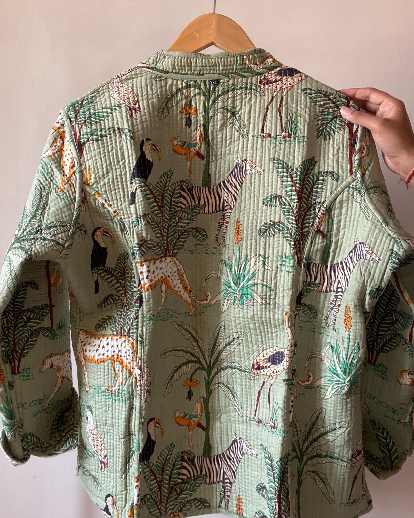 Tropical Block Print Quilted Jacket