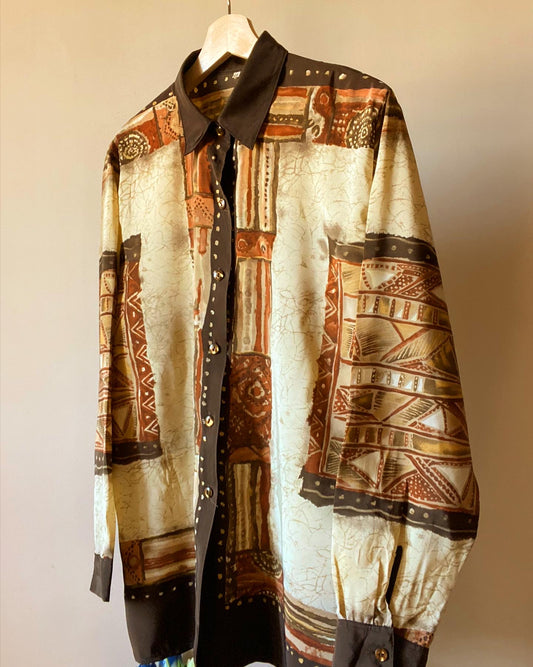 Multi Pattern Print Vintage Shirt