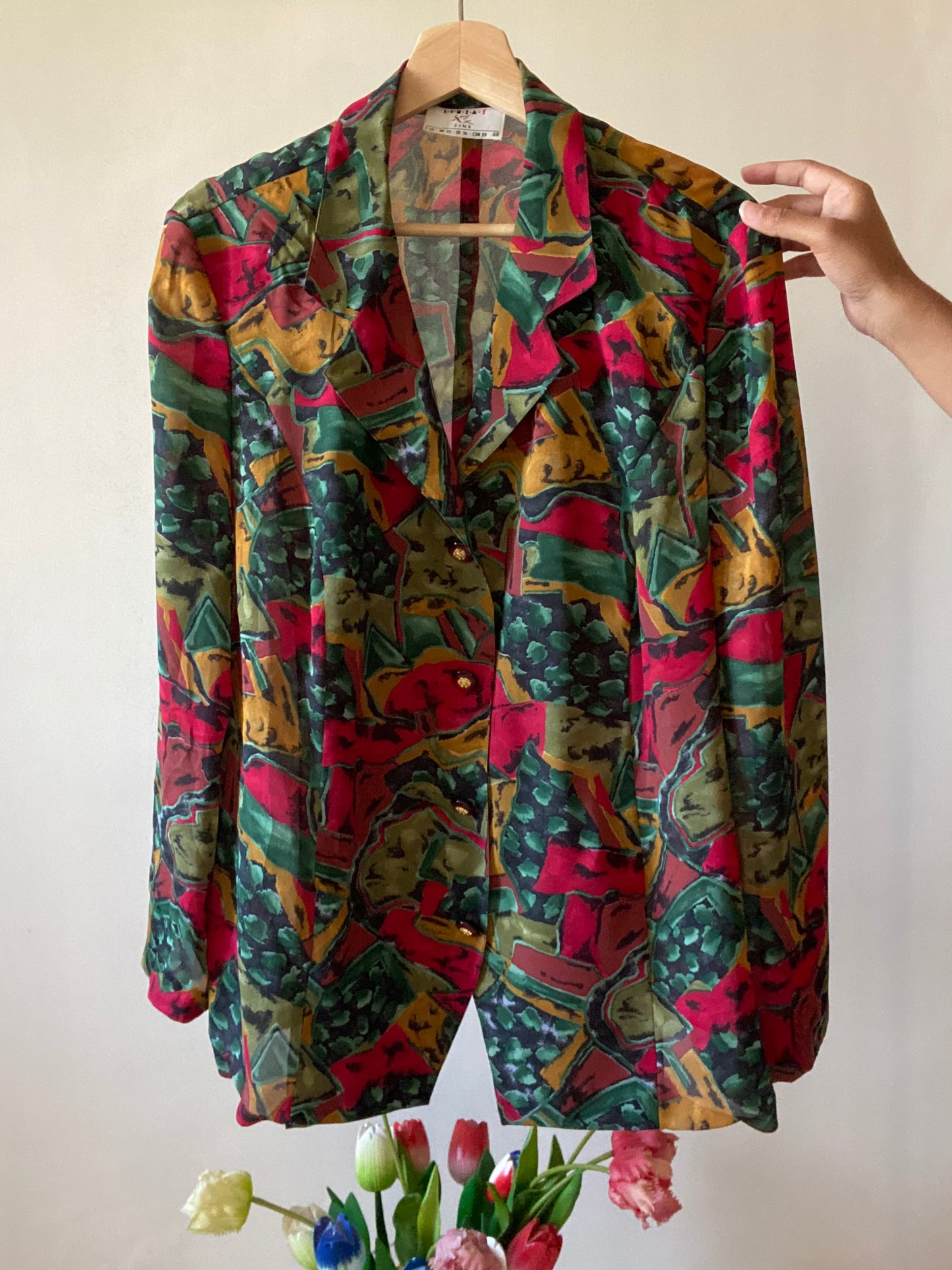 Vintage Semi Sheer Abstract Print Shirt