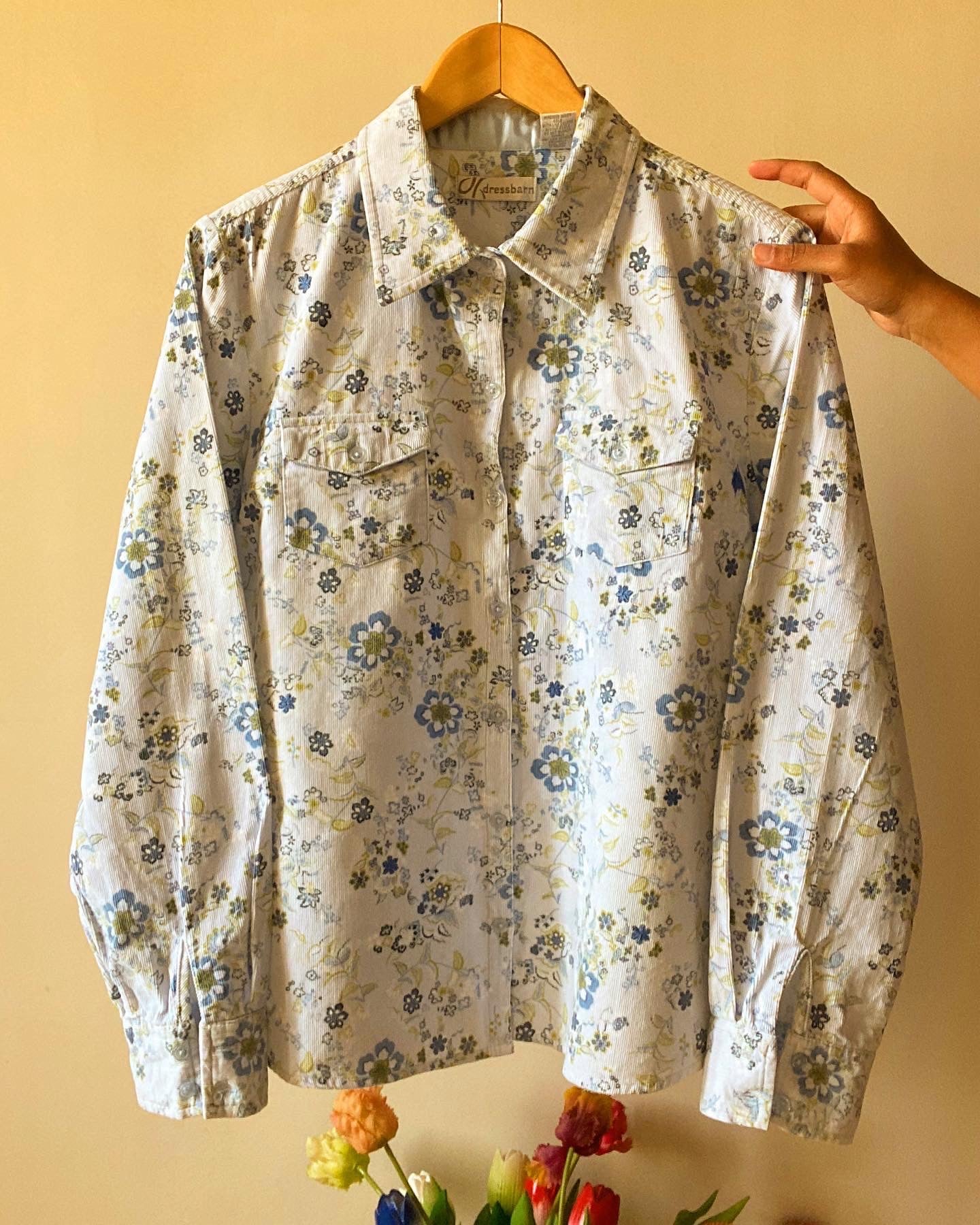 Floral Blue Corduroy Shirt