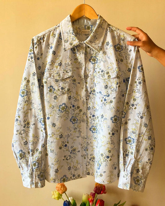 Floral Blue Corduroy Shirt