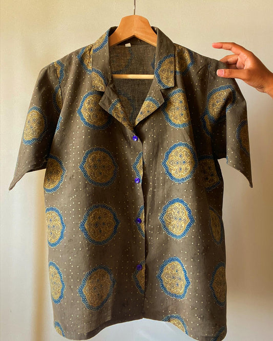 Ethnic Motif Vegetable Dye Handprinted Shirt