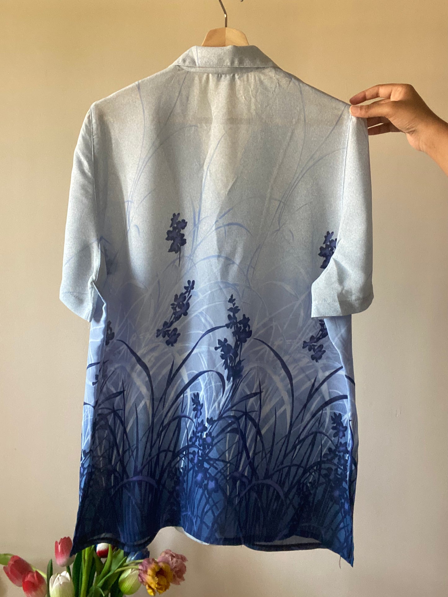Floral Print Blue Vintage Shirt