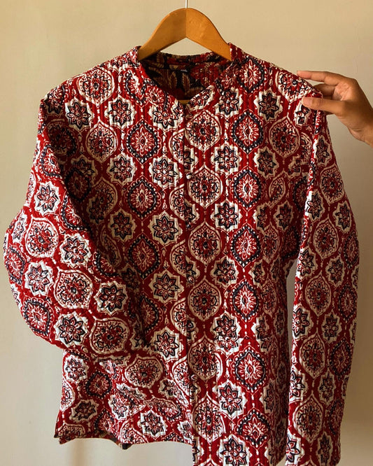 Multi Motif Block Print Quilted Jacket