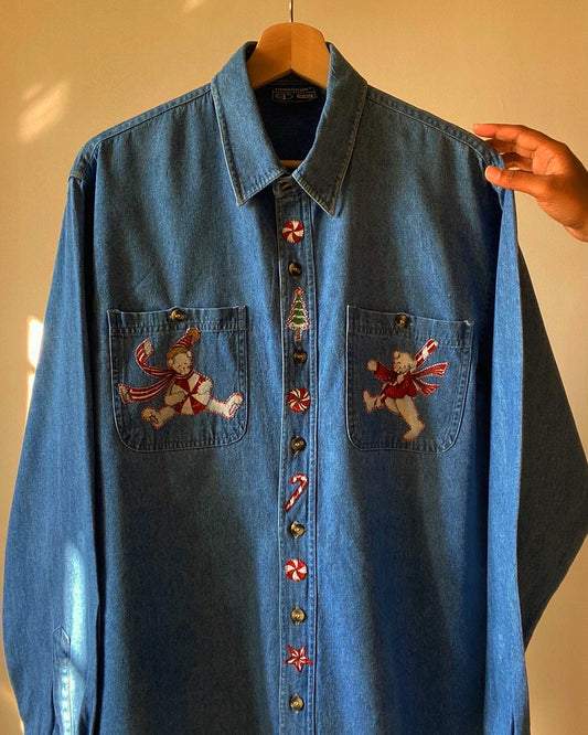 Christmas Inspired Vintage Denim Shaket