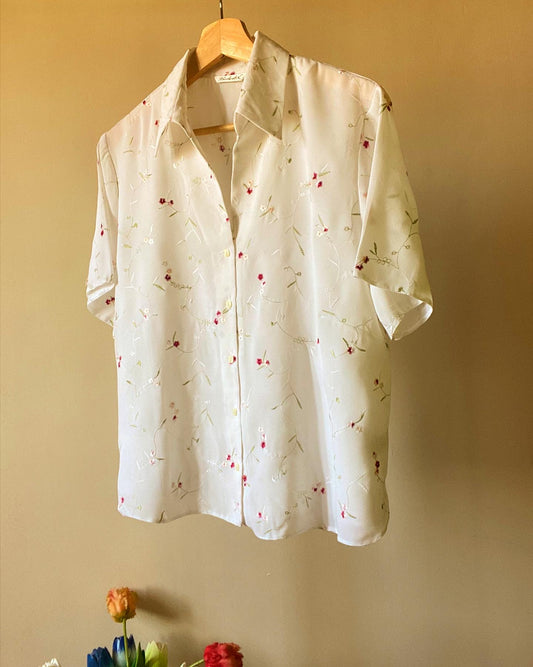 Allover Floral Embroidered Vintage Shirt