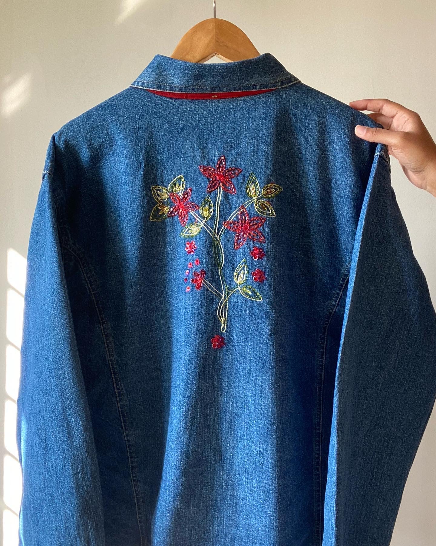 Floral Beaded Denim Vintage Jacket