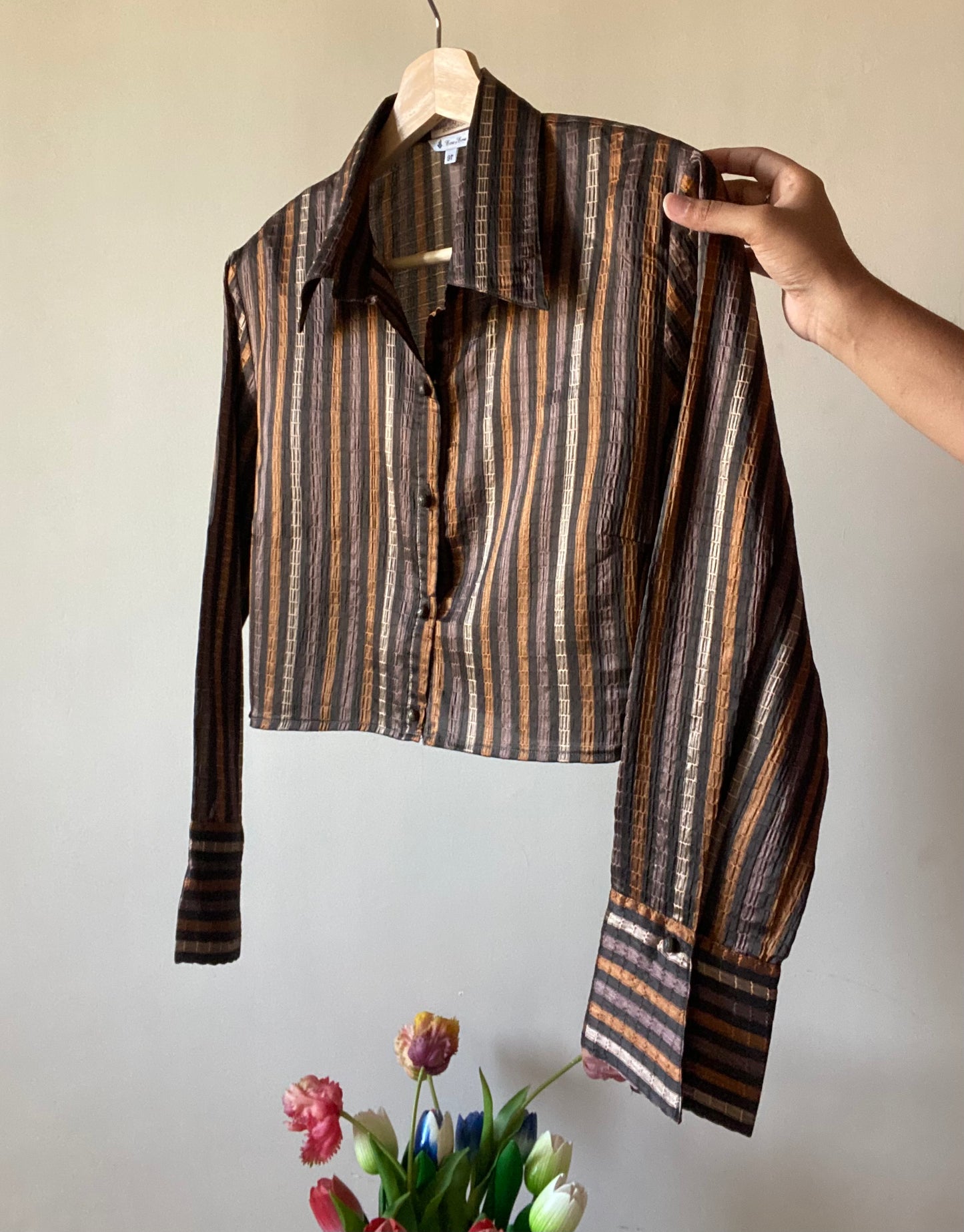 Copper Stripped Vintage Cropped Shirt
