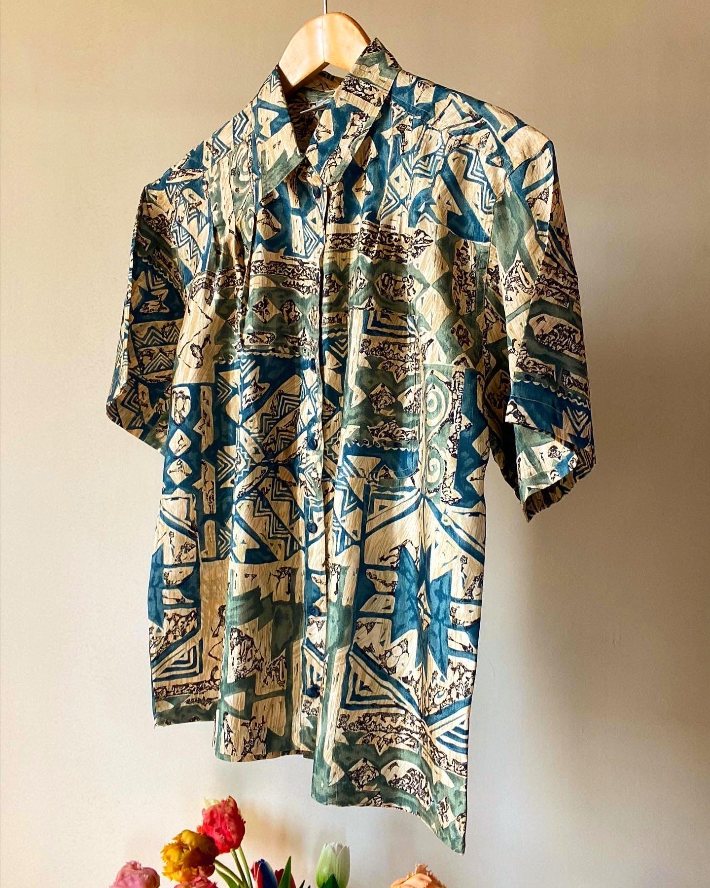Textured Ethnic Print Vintage Shirt