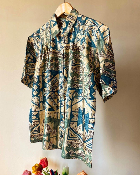 Textured Ethnic Print Vintage Shirt