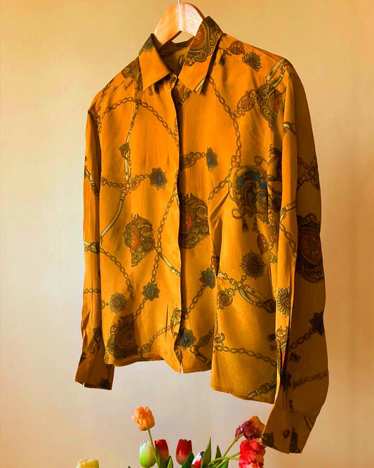 Golden Tint Baroque Print Vintage Shirt