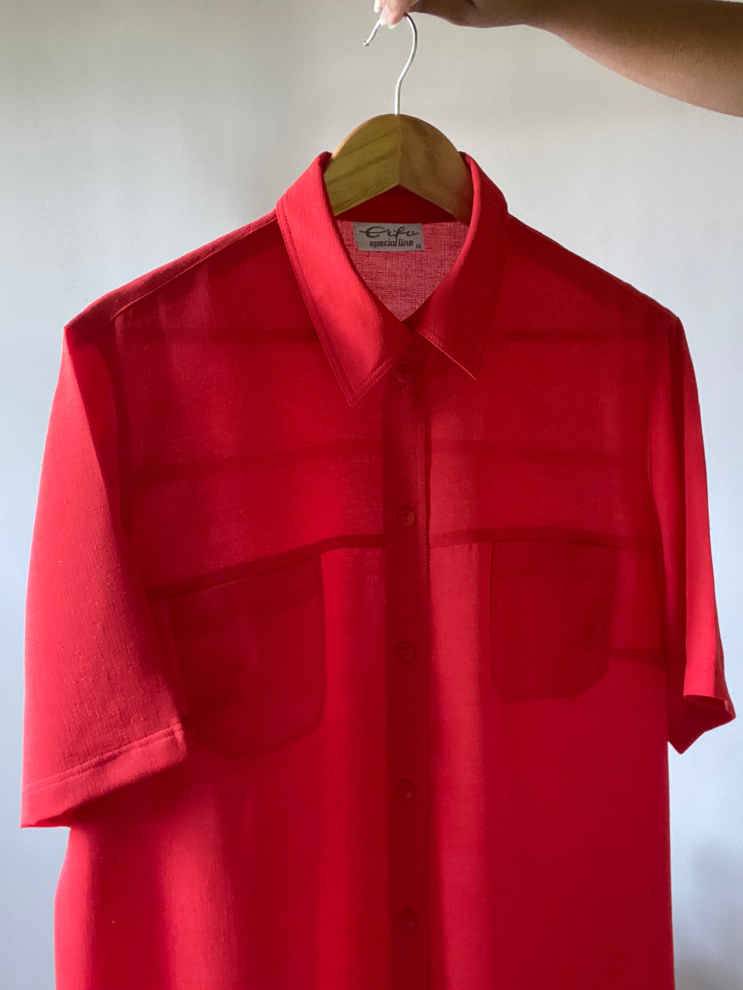 Solid Red Textured Vintage Shirt