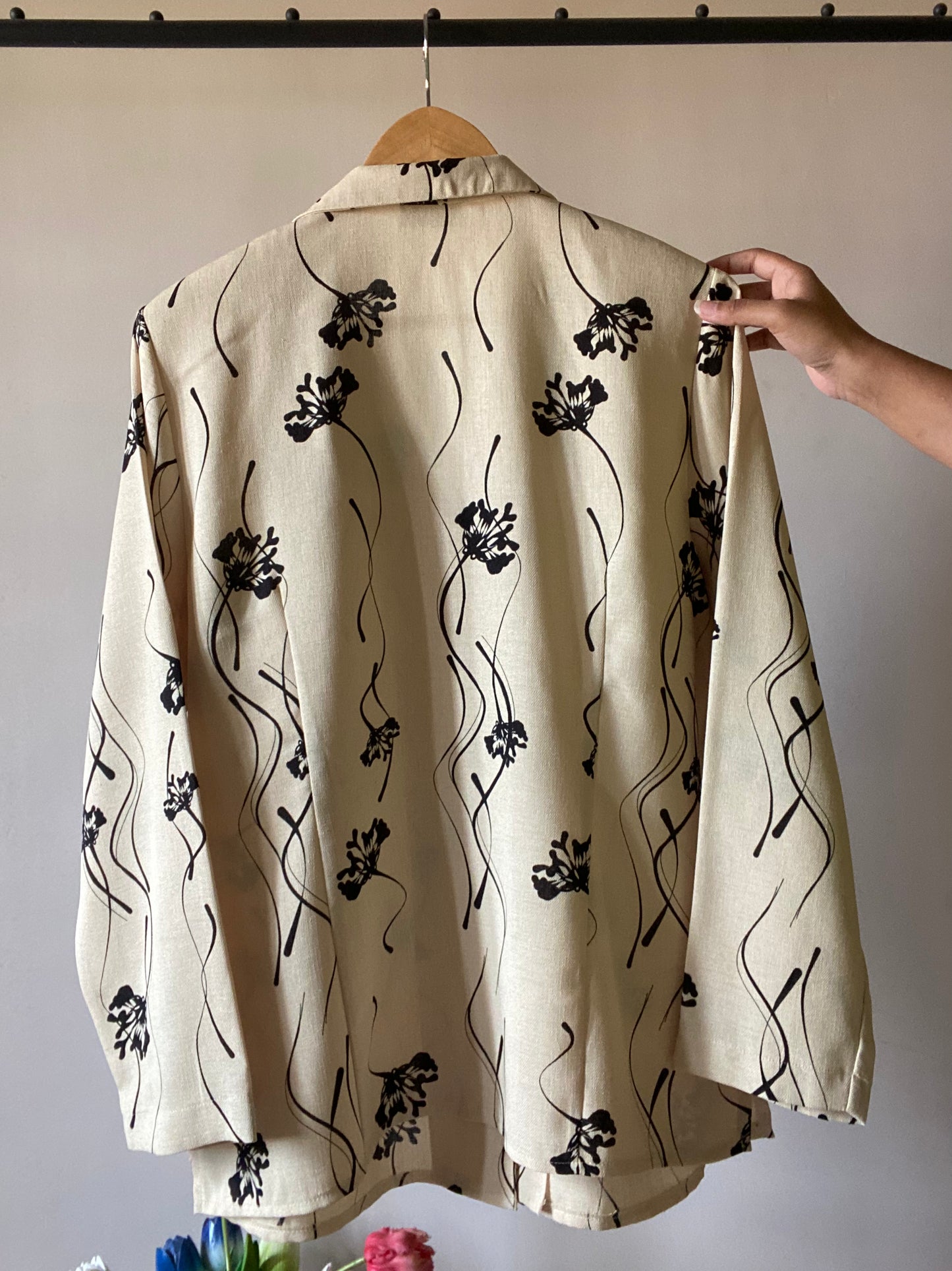Blazer Style Vintage Shirt With Abstract Print