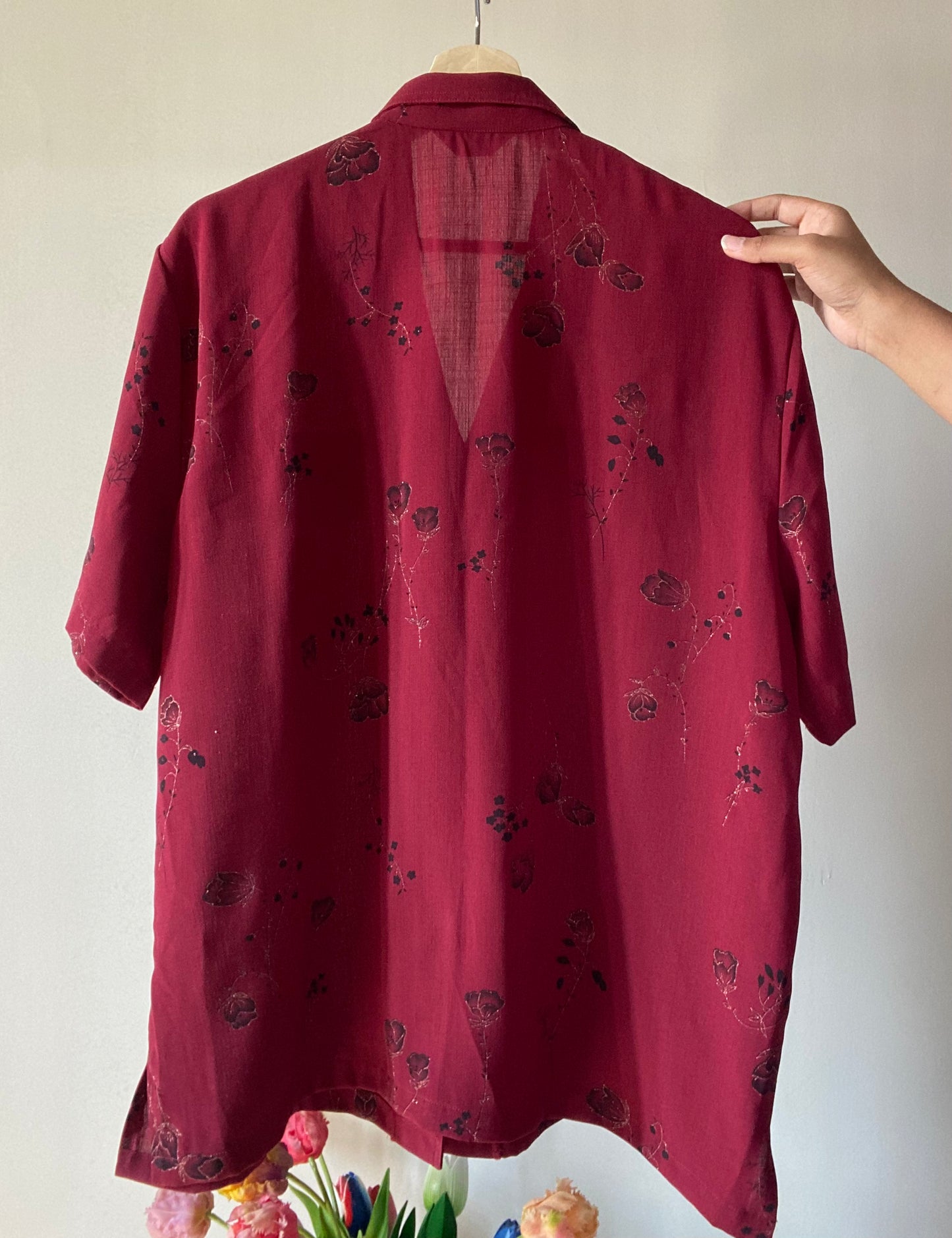 Vintage Shirt With Floral Golden Print